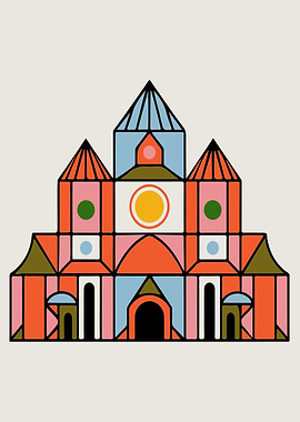 Colorful Geometric Castle Illustration