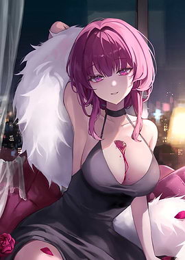 Anime Girl in Black Dress