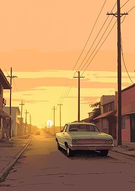 Sunset Street Scene