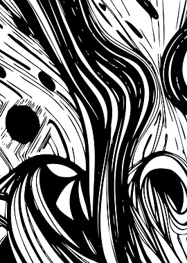 Fluid Of Life - Abstract Black and White Art