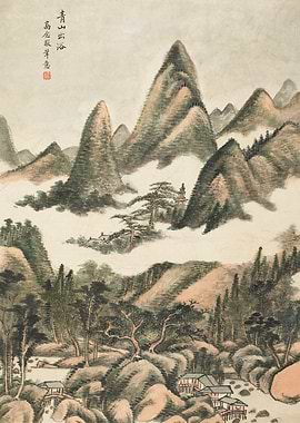 Chinese Mountain Landscape Painting
