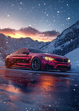 BMW in Snowy Mountains