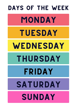 Days of the Week Chart
