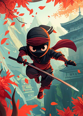 Ninja in Japanese Landscape