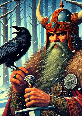 Viking Warrior with Raven