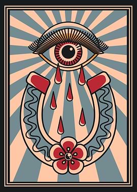 Horseshoe & eye vintage illustration