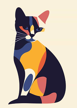 Abstract Cat Illustration