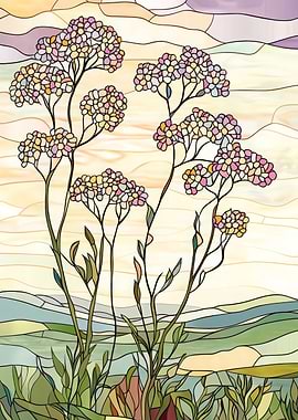 Stained Glass Floral Landscape