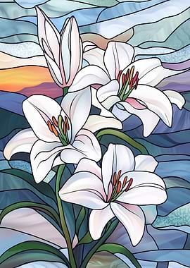 Stained Glass Lilies