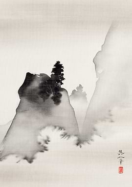 Ink Wash Mountain Landscape