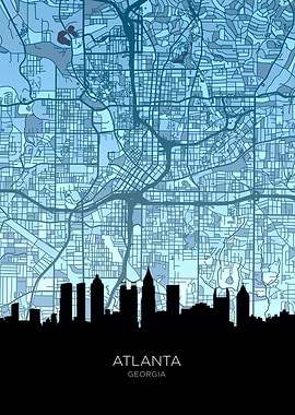 Atlanta Georgia Skyline Map