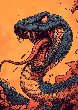 Raging Snake Illustration