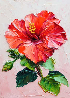 Red Hibiscus Flower Painting
