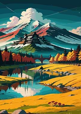 Japanese Mountain Landscape