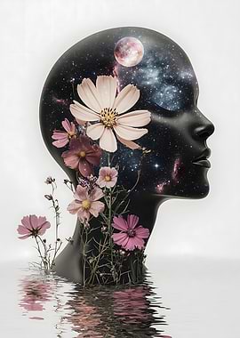 Cosmos Head with Moon