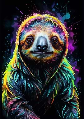 Neon Sloth Art