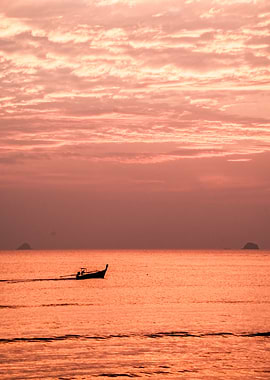 Sunset Boat Silhouette