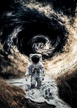 Astronaut Facing Vortex
