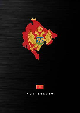 Montenegro Map with Flag