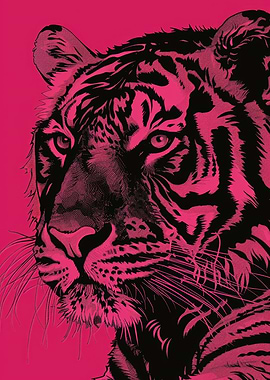 Tiger Portrait in Pink