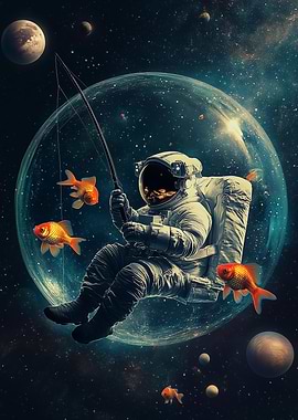 Astronaut Fishing in Space