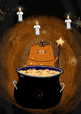 Cat Wizard Brewing Potion