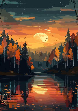 Autumn Forest Sunset
