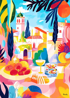 Mediterranean Feast in Fauvist Colors