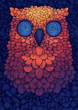 Owl with Gradient Feathers