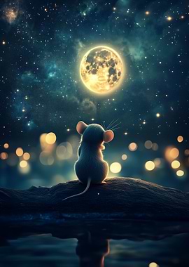 Lonely Mouse In Moonlight