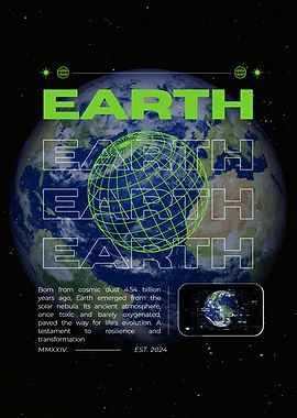 Earth Poster - Green Grid