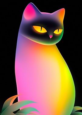 Neon Cat Illustration