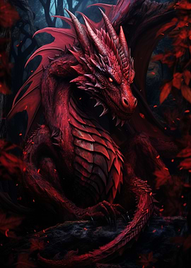 Red Dragon in Forest