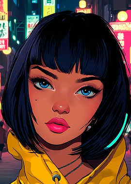 Anime Girl with Blue Eyes