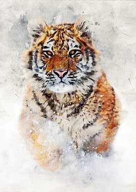 Tiger Watercolor Portrait