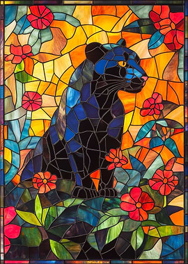 Stained Glass Panther