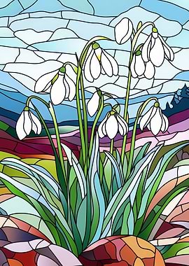 Stained Glass Snowdrops
