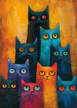 Colorful Cat Portrait