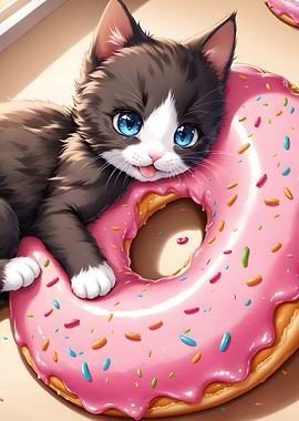 Cute Kitten Donut