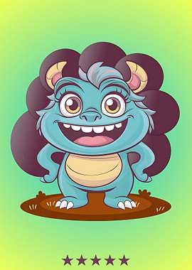 Cute Blue Monster Cartoon