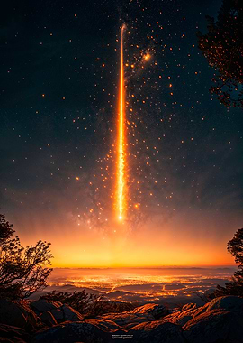 Falling Star Over City