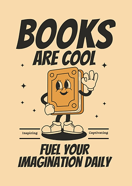 Books Are Cool Retro Illustration