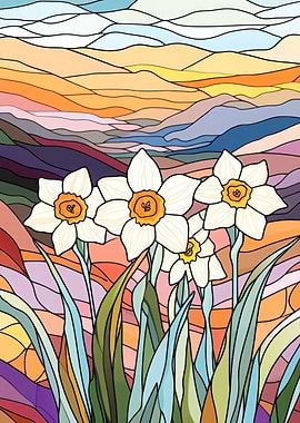 Stained Glass Daffodils