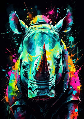 Colorful Rhino Portrait