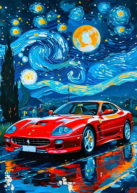 Ferrari 550M Maranello Under Starry Night