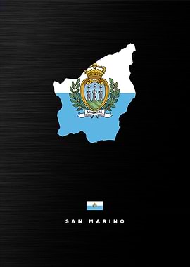 San Marino Map & Flag