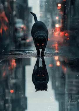 Black Cat Reflection
