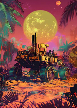 Perseverance Rover Car Vintage Art