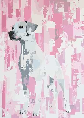 White Dog on Pink Background