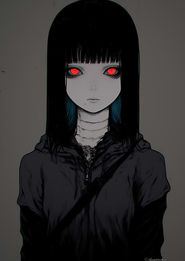 Anime Girl with Red Eyes